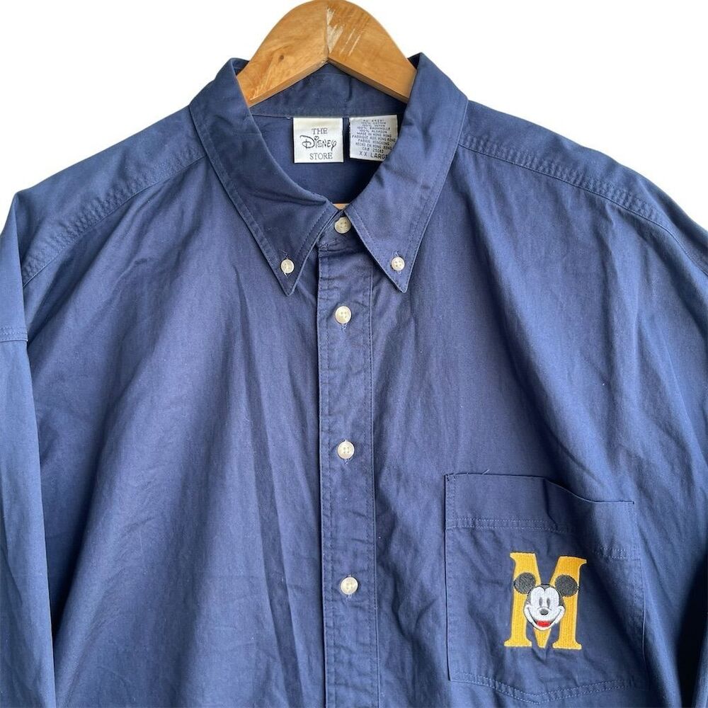 Vintage 90s Disney Mickey Mouse Embroidered Button-Down Shirt Blue Men’s XXL - Picture 3 of 4